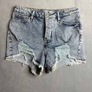 Pantaloncini americani buoni donna 8 bombe taglio denim bottoni mosca lavaggio leggero - Foto 1 di 7