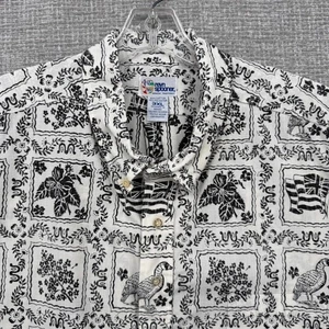 Vtg 90s Reyn Spooner Sz 3XL Lahaina Sailor Black Goose Gold Label Popover Crisp - Picture 1 of 9