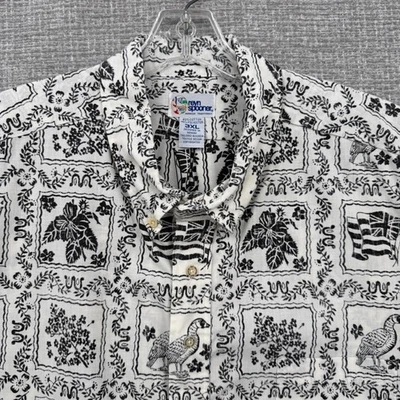 Vtg 90s Reyn Spooner Sz 3XL Lahaina Sailor Black Goose Gold Label Popover Crisp - Image 1 of 4