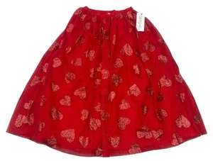 Cat & Jack Skirt Girls Medium 7/8 Red Glitter Heart Tulle Mesh Lined Valentines - Picture 1 of 5