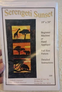 Serengeti Sunset Applique Quilt Pattern Carpenter Giraffe Elephant Africa NOS - Picture 1 of 2