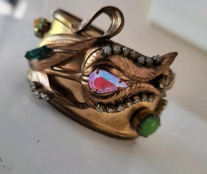 Bracciale Luigi Briglia Designer Ottone Cristalli Pietre Vetro Art Nouveau Brutalista - Foto 1 di 12