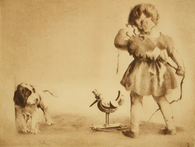 Lápis de gravação original art déco drypoint assinado; Anna Hedwig Klinge 1900’s - Imagem 1 de 4