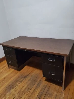 Tanker Industrial Desk Laminate Top Mid Century Modern - Image 1 of 4