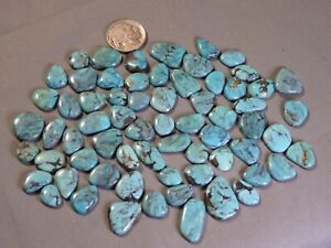 Old Stash Natural BLUE DIAMOND TURQUOISE 65  12-19mm Cabochons LOT  265cts 👋😍