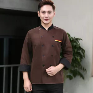 Unisex Women Men Kitchen Chef Coat Cook Jacket Restaurant Workwear Uniform Shirt - Picture 1 of 29