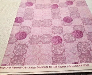 1 Yd Red Rooster Fabric Moon Over Waterfall 26302 Purple Circles Keiichi Nishimu - Picture 1 of 4