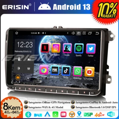 9" Android 13 64GB DAB Autoradio GPS Navi Für VW Crafter Amarok Caddy Polo ŠKODA - Bild 1 von 4