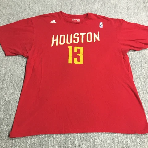 Houston Rockets Adidas T Shirt Mens XL James Harden Double Sided Red NBA Graphic Cover