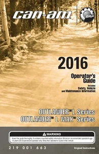 Libro manual del propietario Can Am 2016 Outlander L & Outlander L Max 450 y 570 modelos - Imagen 1 de 12