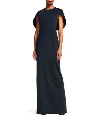 NWT Adrianna Papell Black Capelet Column Gown 4 $279 - Image 1 of 4