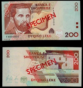 Albania Banknote Specimen Paper Money, 200 leke 1996, P 63. UNC - Picture 1 of 1