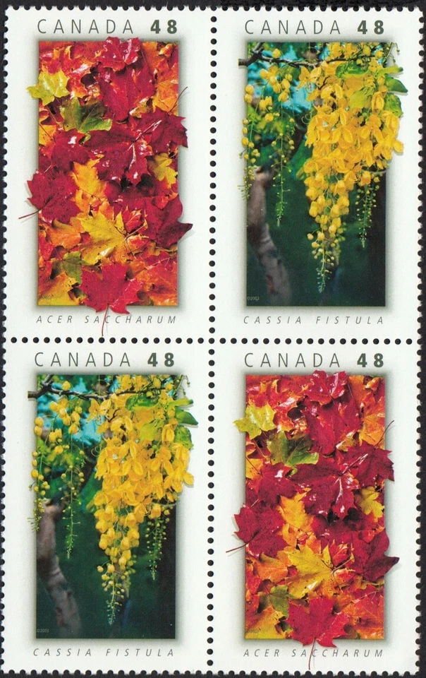 CANADA -THAILAND JOINT ISSUE = MAPLE, CASSIA = Canada 2003 #2001a MNH BLOCK - Image 1 of 1
