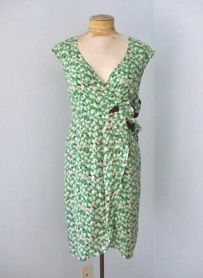 Anthropologie Moulinette Soeurs green tulips silk chiffon dress embellished 4 - Imagem 1 de 4