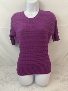 Old Navy Cable Knit Long Sleeve Sweater Girls M Purple Crew Neck F