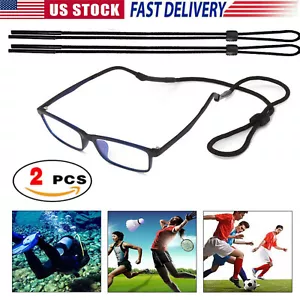 2x Adjustble Neck Strap Sport Sunglass Eyeglass Read Glasses Cord Lanyard Holder - Picture 1 of 12