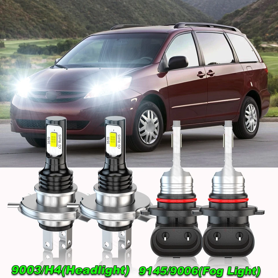 Faro LED 6000K haz alto/bajo para Toyota Sienna 1998-2003 + faros antiniebla Foto 1 de 4