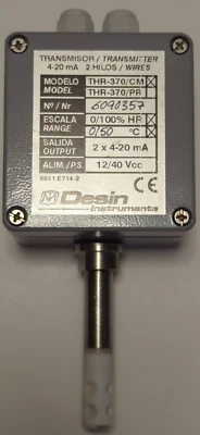 Desin THR-370/CM Relative Humidity Temperature Transmitter 0-100%, 0-50C 4/20ma - Image 1 of 4
