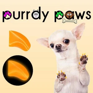 ORANGE GLOW IN THE DARK Soft Purrdy Paws Nail Caps for Dog Claws 6 month supply - Picture 1 of 1