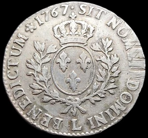 Écu En Argent Louis XV 1767 L - Foto 1 di 2