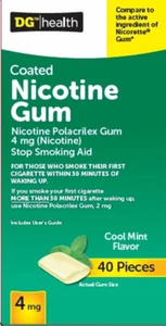 DG Health Coated Nicotine Gum 4mg, Cool Mint Flavor, Count (40 Ct), Exp 05/2025 - Picture 1 of 5