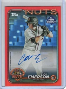 COLT EMERSON 2024 TOPPS PRO DEBUT AUTOGRAPHS RED #PD-168 MODESTO NUTS AUTO 01/10 - Picture 1 of 2