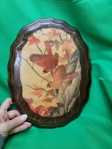 Vintage Cardinal Laquered Wood Print Art - Picture 1 of 5