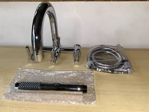Signature Hardware Sebastian Gooseneck Tub Faucet with Hand spray, lever chrome - Picture 1 of 23