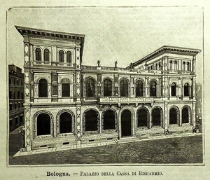 1891 BOLOGNA, PALAZZO CASSA DI SPAR. EMILIA ROMAGNA. MODENA, Xilo. Ätna. Premoli - Bild 1 von 1