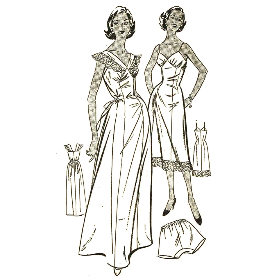 50s Sewing Pattern: Lingerie, Nightdress, Slip & Knickers - Bust=38” (97cm) - Image 1 of 1