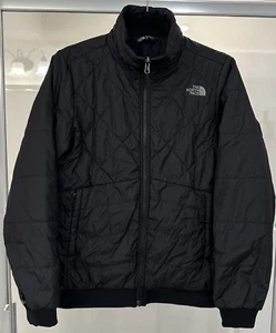 Women’s The North Face Black Long Sleeve Full-Zip Quilted Jacket Sz Medium Mint! - Picture 1 of 8
