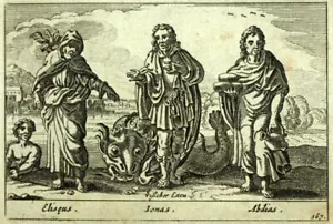 1700 Gravur Antik Testament Israel Jüdisches Prophete Elisée Jonas Und Abdias - Bild 1 von 2