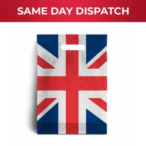 500 - Fuertes Union Jack Manija de Plástico Parche Bolsas de Transporte Moda Tienda Minorista - Imagen 1 de 2