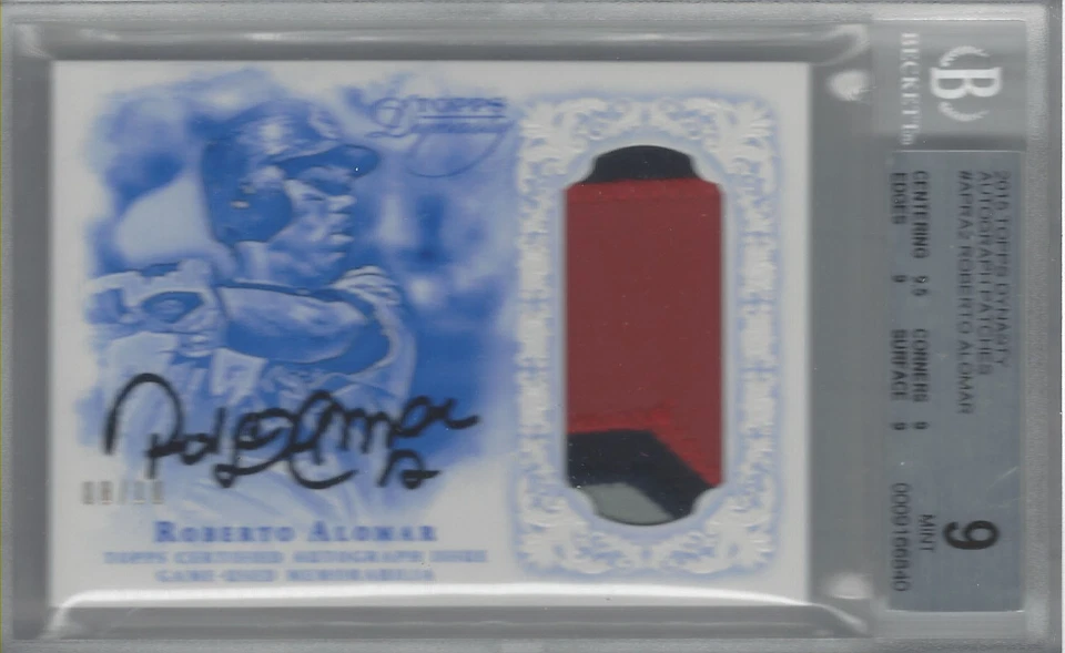 ROBERTO ALOMAR 2015 TOPPS DYNASTY AUTOGRAPH PATCHES 8/10 #AP-RAL2 BGS 9/AU 10 - Image 1 of 1