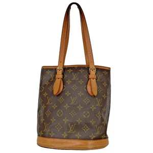 Louis Vuitton Monogram Petit Bucket Brown Purse Tote Handbag Designer Classic - Picture 1 of 24