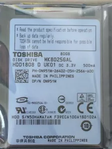TOSHIBA MK8025GAL 80GB 1.8"ZIF/CE HDD For HP Compaq mini700e 702EA 1000 Laptop - Picture 1 of 3