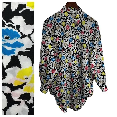 Camisa Diane Von Furstenberg Floral Abotonada Talla Pequeña Arte Para Usar De Colección Foto 1 de 4