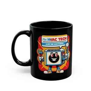 Retro HVAC Tech Enthusiast Black Mug Gift for Gadget Lovers Coffee Cup - Picture 1 of 5