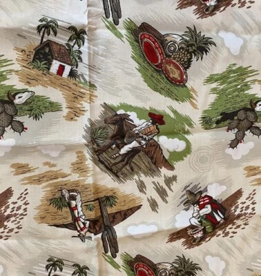 Robert Kaufman Mexico Desert Cactus Plant Man Riding Donkey 39.5 x 44” - Image 1 of 3