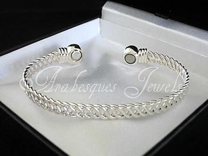 LADIES MAGNETIC COPPER TORQUE BANGLE/BRACELET SILVER MESH ARTHRITIS/PAIN RELIEF - Picture 1 of 2