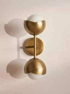 Handgefertigte Doppelleuchte Kugel Sputnik Messing Wandleuchte Wandlampe Nebenwandlampe - Bild 1 von 5