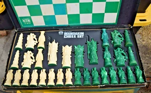 Vintage Transco Tag Mandarin Chess Set Complete Pieces Board and Case - Picture 1 of 17