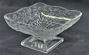 BB) Mini Glass Fruit Bowl Trinket Candy Dish Pedestal Bowl Rhombus - Picture 1 of 11