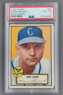 1952 Topps Marv Rickert Black Back #50 PSA 4 - Image 1 of 2
