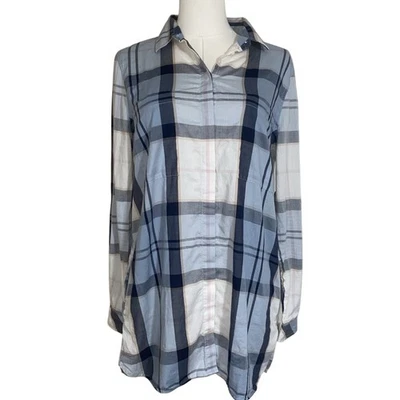 Camisa Barbour Mujer 8 Beige Azul Lothian Túnica Tartán Bolsillos Abotonados Foto 1 de 4