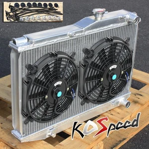 2-Row Core Aluminum Racing Radiator+2 X 10" Black Fan for 83-87 Corolla AE86 MT - Picture 1 of 1