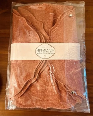 Set of 4 Williams Sonoma Queen Anne Linen Placemats Pumpkin Color New With Tags - Image 1 of 4