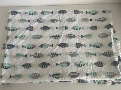 Crate & Barrel/Crate & Kids Marine Fish Toddler Bed Flat Sheet Organic Cotton - Image 1 of 4