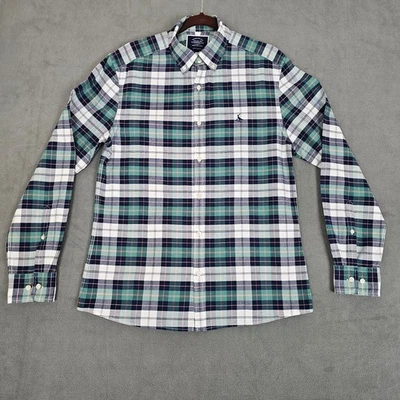 Charles Tyrwhitt Shirt Mens M Green Blue Plaid Extra Slim Fit Cotton Button Down - Image 1 of 4