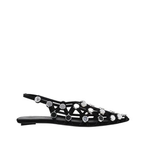 ATTICO ballerina donna griglia nera pelle scamosciata borchie punta aperta UK 7 RRP 974 - Foto 1 di 9